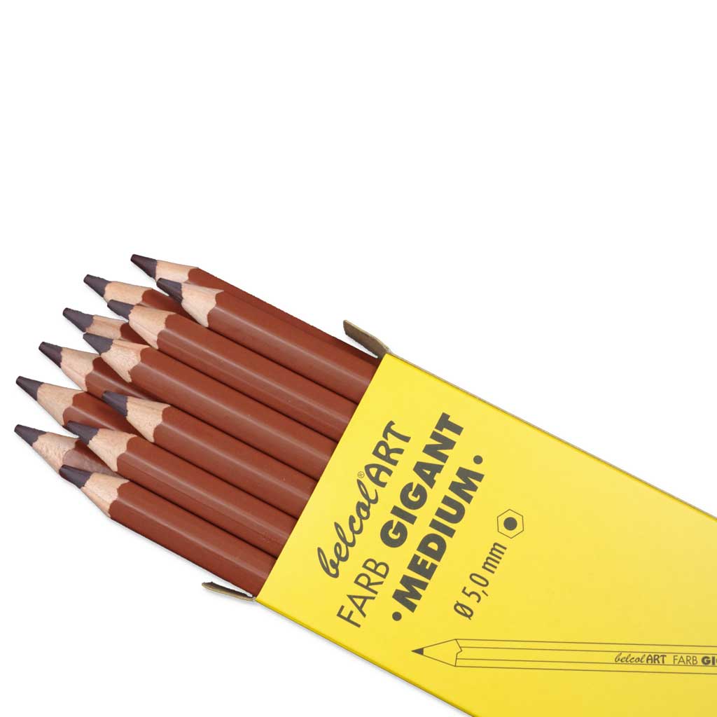 belcolART FARB GIGANT MEDIUM, 12 Stifte Braun