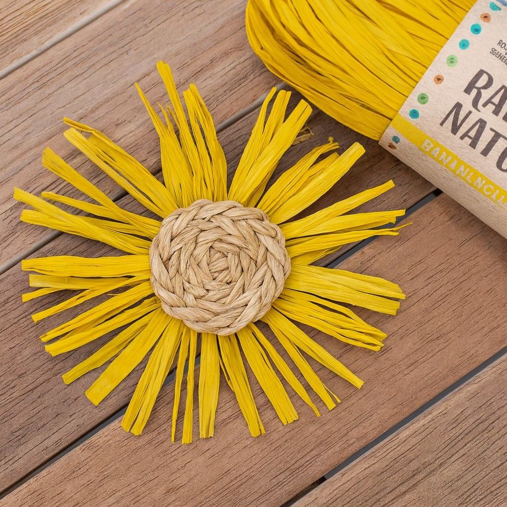 Raffia-Naturbast, 50g, bananengelb