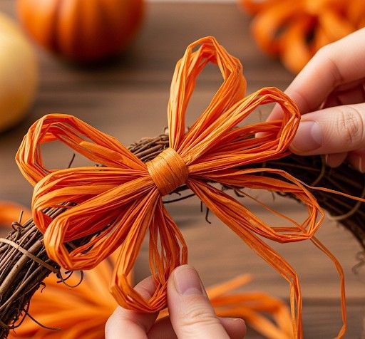 Raffia-Naturbast, 50g, orange