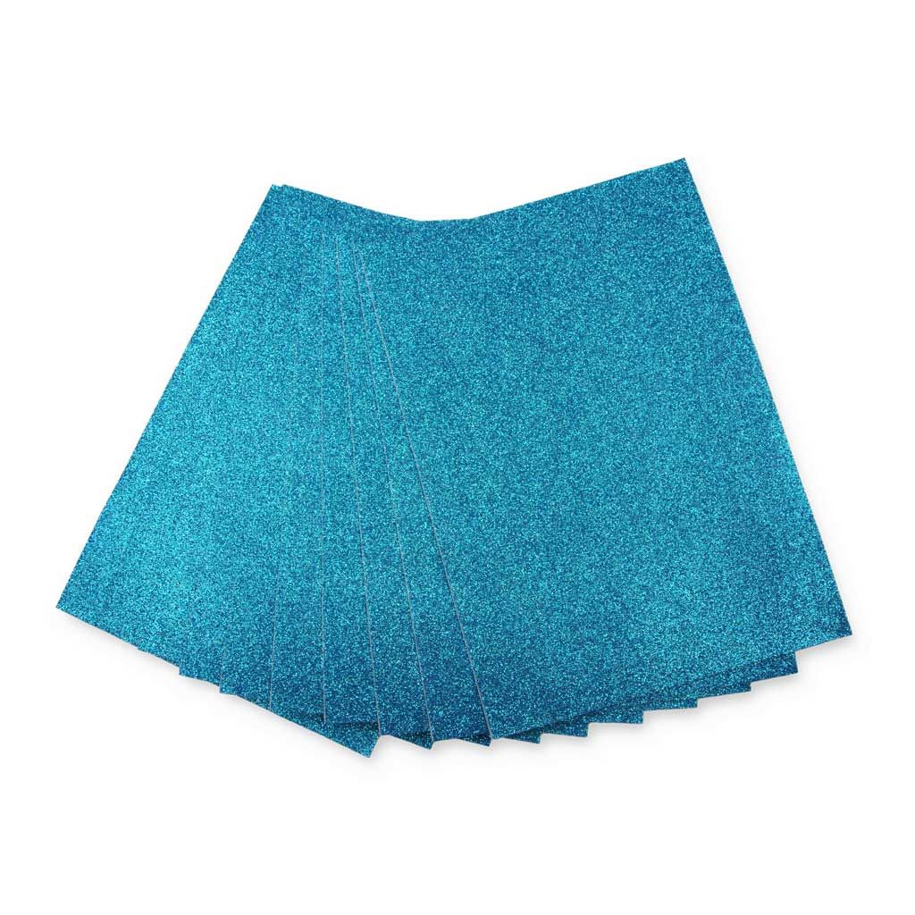 Glitter-Moosgummi, A4, 10 Bogen himmelblau
